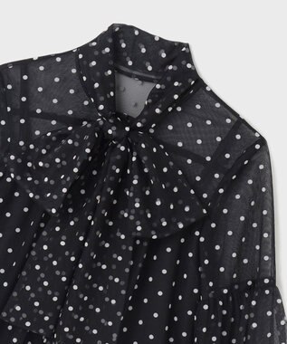 GRACE CONTINENTAL チュールドットボウタイブラウス ブラック