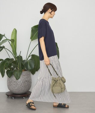 AMERICAN HOLIC 楊柳ギャザーボリュームフレアスカート Stripe