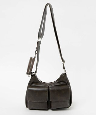 WEGO ポーチ付きポケットデザインショルダー ブラウン