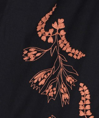 自由区 【カトリエムブーケ】Broderie a motifs floraux 刺繍パンツ ブラック×オレンジ