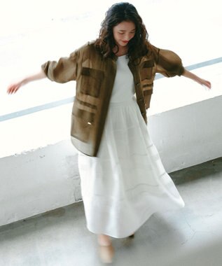 23区 【Oggi掲載/見上愛さん着用】リネンミックスシアースラブ ミリタリー シャツジャケット カーキ系