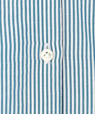 J.PRESS LADIES 【洗える】バイカラーギンガム&ストライプ ブラウス シーブルー系1