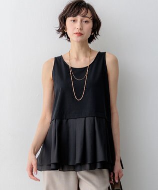 23区 ナチュラルコットンベア シアーペプラム タンクトップ