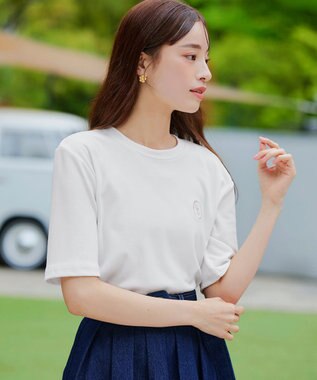 Tiaclasse 【洗える】刺繍ロゴカットソーTシャツ アイボリー