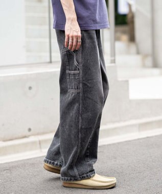 WEGO 【ユニセックス着用ITEM】イージーバレルレッグペインターパンツ デニムブラックソノタ