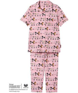 WACOAL PEANUTS パジャマ 5分袖 半袖 8分丈 綿100%(本体) スヌーピー レディース FDT167 /ワコール
