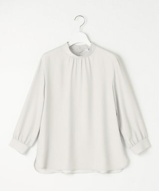 J.PRESS LADIES L 【洗える】ヌーディスバックサテン ボウタイ ブラウス ライトグレー系