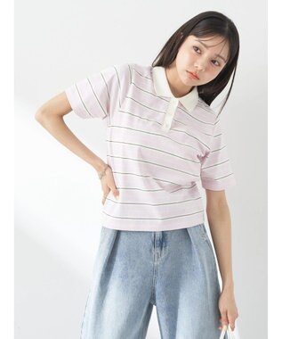 earth music&ecology 襟付きボーダープルオーバー