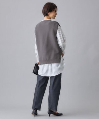 自由区 L 【WEB限定・洗える】コットンストレッチホールガーメントニット ベスト グレー系