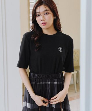 Tiaclasse 【洗える】刺繍ロゴカットソーTシャツ ブラック