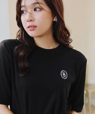 Tiaclasse 【洗える】刺繍ロゴカットソーTシャツ ブラック