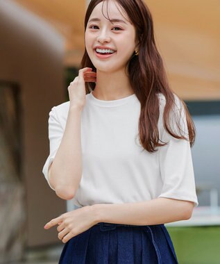 Tiaclasse 【洗える】刺繍ロゴカットソーTシャツ アイボリー