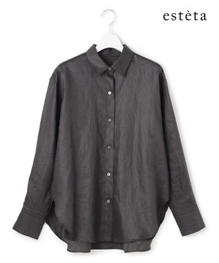 23区 【エステータ】チンツリネン オーバーサイズ シャツ グレー系
