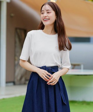 Tiaclasse 【洗える】刺繍ロゴカットソーTシャツ アイボリー