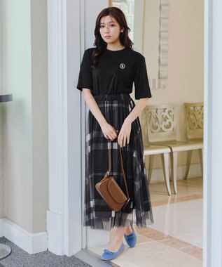 Tiaclasse 【洗える】刺繍ロゴカットソーTシャツ ブラック