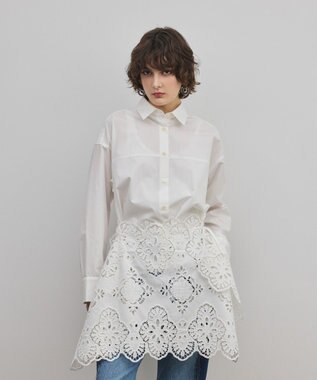 GRACE CONTINENTAL カット刺繍イレギュラーシャツ ホワイト