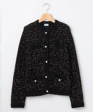 組曲 【WEB限定】スノーネップツイード ニットジャケット ブラック系