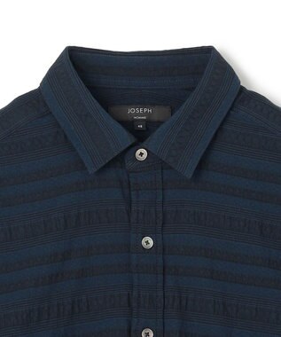 JOSEPH HOMME レボソジャガードストレッチ　レギュラーカラーシャツ ネイビー系