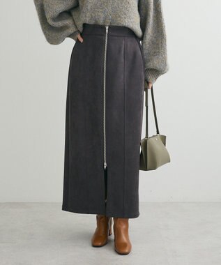 Green Parks ・ＥＬＥＮＣＡＲＥ　ＤＵＥ　スエードポンチＺＩＰスカー Charcoal Gray