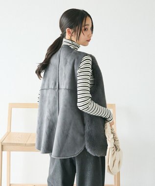 CRAFT STANDARD BOUTIQUE エコファー×ムートンチュニックベスト Charcoal Gray
