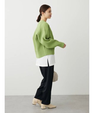 Green Parks スポンディシュ畦編みショート丈カーディガン Green