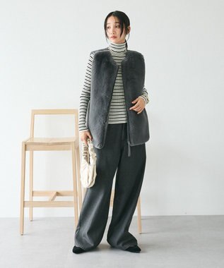 CRAFT STANDARD BOUTIQUE エコファー×ムートンチュニックベスト Charcoal Gray