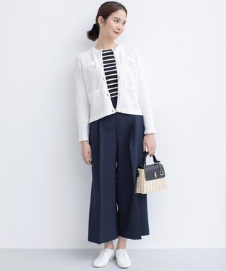 組曲 【美シルエット・ストレッチ・シワになりにくい】オシャクロス ガウチョパンツ 【WEB限定】ネイビー系9