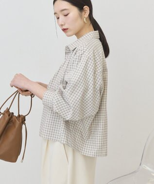 AMERICAN HOLIC ミニチェックショート丈シャツ Ivory