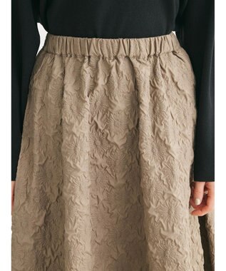 Green Parks ・ｆｕｒｒｙ　ｒａｔｅエンボスサイドタックフレアスカート Gray Beige