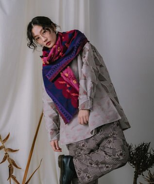 POLS コットン・キュプラ MIXTURE　フサスカーフ レッド