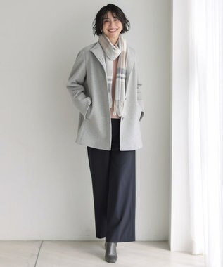 J.PRESS LADIES カシミヤチェック マフラー ライトグレー系