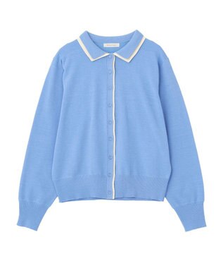 Green Parks ここちニット衿付き配色プルオーバー Blue