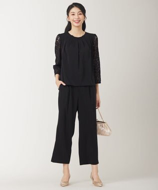 ANY SIS 【2SET】レーススリーブ ブラウス × パンツ セット ブラック