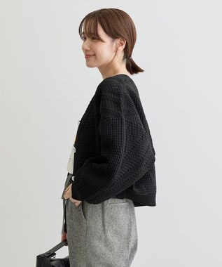 Green Parks ・ＥＬＥＮＣＡＲＥ　ＤＵＥ　ジャカードカーディガン Black