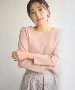 Feroux 【セットアイテム】ニット×ジャガードスカート セット ピンク系