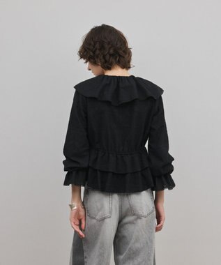 GRACE CONTINENTAL エンブロイダリーフリルブラウス ブラック