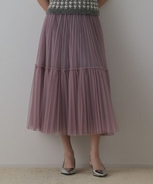 GRACE CONTINENTAL チュールティアードスカート パープル