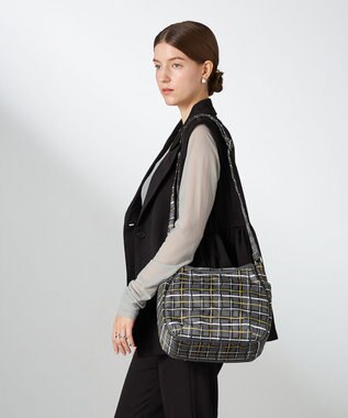 Y'SACCS ドローイングチェックショルダーバッグ グレー