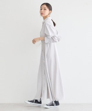 earth music&ecology ドロストシャツワンピース Stripe