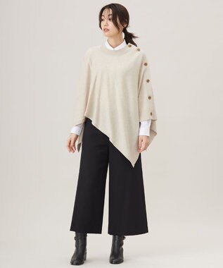 J.PRESS LADIES S 【洗える】SOFT TOUCH WOOL ニット ポンチョ ベージュ系
