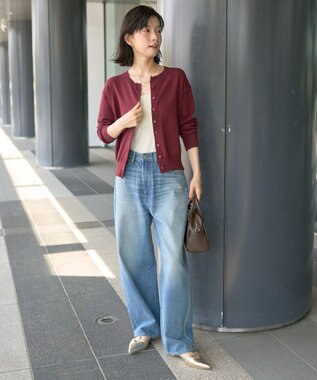 AMERICAN HOLIC コットンブレンドクルーネックカーディガン Bordeaux