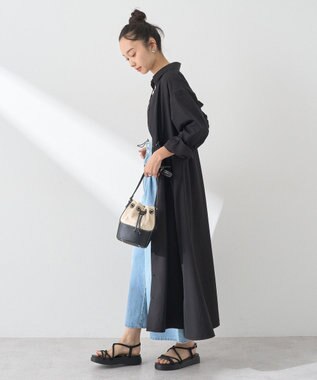 earth music&ecology ドロストシャツワンピース Black