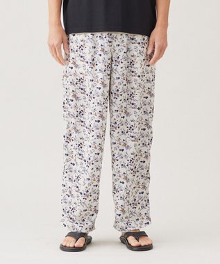 UNFILO MENS ボタニカルプリント イージーテーパードパンツ