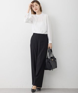 23区 L 【VERY3月号掲載/セットアップ対応】トリアセダブルジョーゼット フルレングス パンツ ブラック系