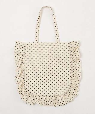WEGO ドット柄フリルトート オフホワイト