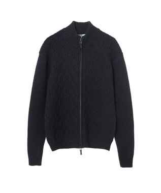 DAKS エアリースパン アラン裏目 ニットブルゾン ネイビー