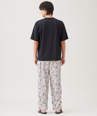 UNFILO MENS ボタニカルプリント イージーテーパードパンツ ベージュプリント