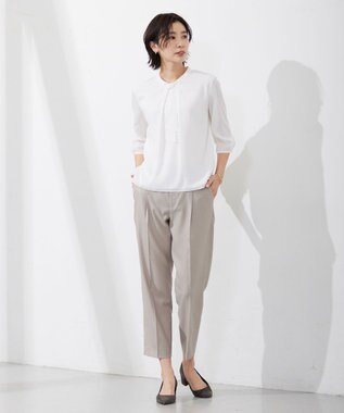 J.PRESS LADIES L シャドーストライプ ボウタイ カットソー ホワイト系1