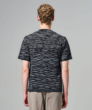 JOSEPH HOMME 【新素材】グラデーションボーダー　クルーネック半袖ニット ブラック系