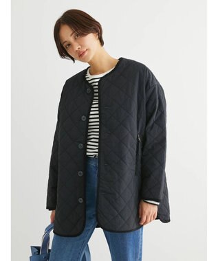 Green Parks キルティングノーカラーブルゾン Dark Navy